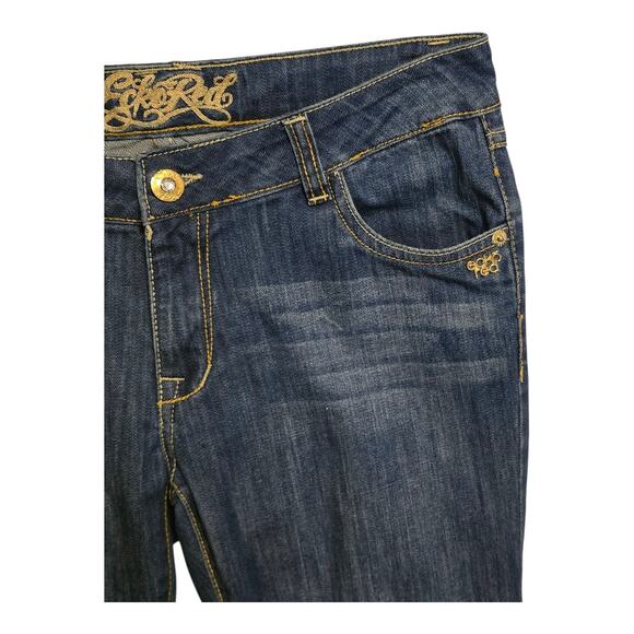EckoRed Bootcut Womens Jeans Size 9 Blue Medium Wash Low-Rise Embroidered Rhino - Picture 7 of 16